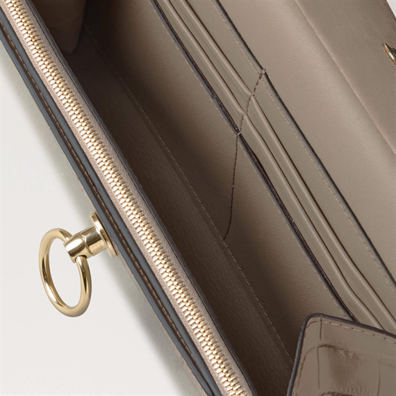 Mulberry Amberley Clutch Cashmere Taupe Shiny Small Croc